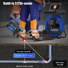50M Drain Sewer Camera Inspection Camera Counter Self leveling 512hz 7mm Cable