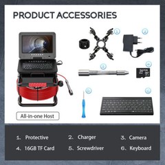 50m Sewer Camera Pipe Inspection Camera 512hz Sonde Self-leveling 10&Prime; Monitor