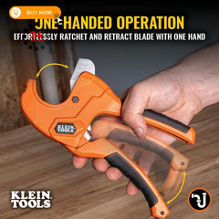Klein Tools 50063 Ratcheting PVC Pipe Cutter, Cuts 1-1/4-Inch I.D.