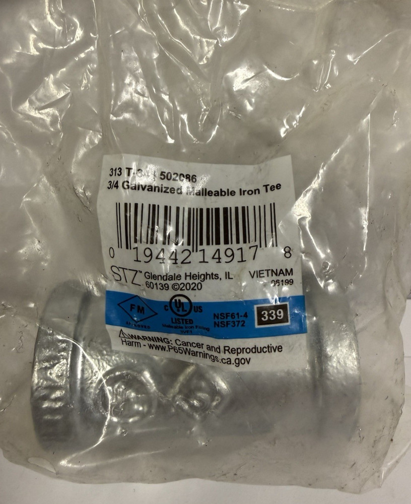 Stz Galvanized Malleable iron Tee 3/4 &ldquo;-313 T-34 / 502086