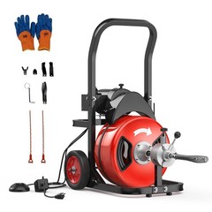 Drain Cleaner Machine 75FT 1/2 Inch Auto Feed Electric Sewer Snake Portable