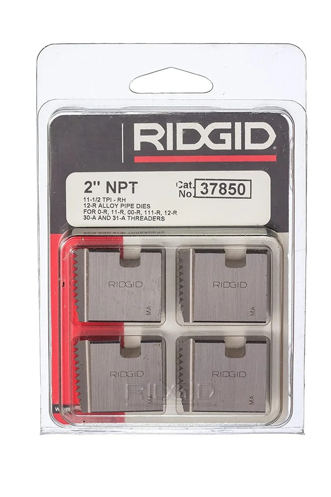 37825 1/2&Prime; 12R NPT Ridgid Alloy Pipe Threading Dies Set 4 USA