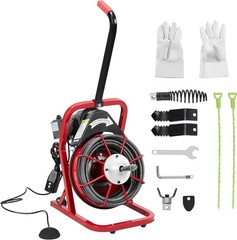 50FT 3/8Inch Electric Drain Cleaner Machine, Stainless Steel Drum Plumbing Snake