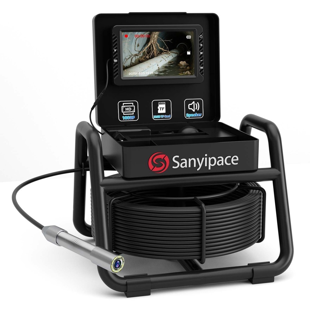 5&Prime; Monitor 30M Pipeline Camera 18MM Drain Sewer Endoscope w/ Macro lens