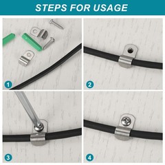 60Pack Stainless Steel Pipe Strap Fit for 3/16in(5mm) Cable U Shape Strap Clamp