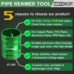 Aluminum Alloy Metal Pipe Reamer Tool for Copper PVC &ndash; 1/4&rdquo; to 1-5/8&rdquo; Clean