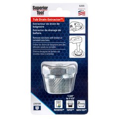 Superior Tool 05255 Steel Gold Plate Finish Tub Drain Extractor 1-1/2 L in.
