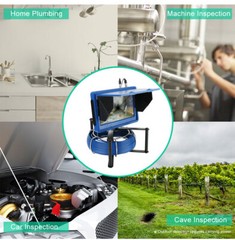 50M WIFI Sewer Pipe Inspection Video Camera with Meter Counter 10&Prime; Touch Screen