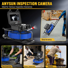 150Ft Sewer Inspection Camera with 9&Prime; HD Monitor, DVR & 512Hz Sonde