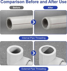 3PCS PVC Pipe Threader Kit Internal External Threading Tool 1/2 3/4 1 Inch
