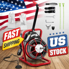 75Ft 1/2&Prime; Drain Cleaner Machine with Auto Feed & 4 Cutters, Heavy Duty Electric