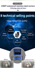 60M WIFI Sewer Pipe Inspection Video Camera with Meter Counter 10&Prime; Touch Screen