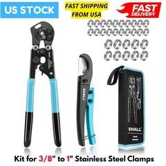 2-in-1 PEX Crimping & Removal Tool Kit, 20pcs 1/2&Prime; 10pcs 3/4&Prime; Clamps,Storage Bag