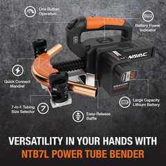 NTB7L Power Tubing Bender for Soft Copper Tubing &ndash; Battery-Operated &ndash; One-Button