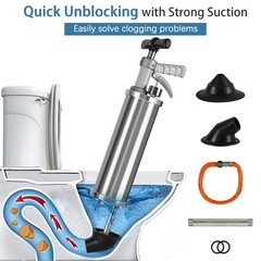 Olpchee Portable High Pressure Kinetic Toilet Plunger Air Drain Blaster Pump