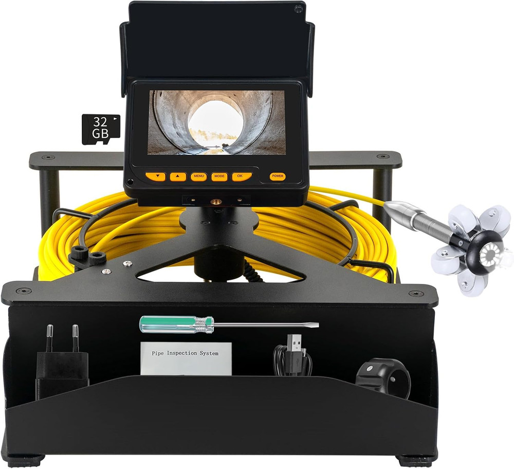 150FT Sewer Camera with LED, 4.3&rdquo; Screen & 32GB Card for Drain Inspection