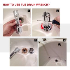 Silver Heavy Duty Tub Drain Remover Wrench Tool Aluminum