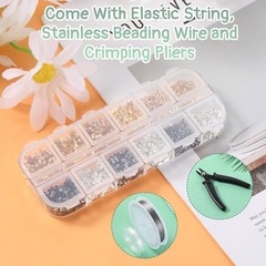 2200 Pieces Crimping Beads for Jewelry Making, Metal Crimp Tubes Tube Crimp Bead