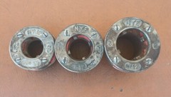 3 Piece NYE No. 12 Pipe threader dies 1-1/4&Prime;, 1-1/2&Prime;, 2&Prime; no chipped teeth
