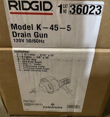 RIDGID K-45-5 (36023) Sink Machine w/ C-1IC & C-6, Tools, Case (115V)