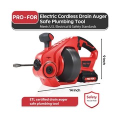 20V Cordless Electric Drain Auger, 25Ft Auto-Feed Drain Snake, Replaceable Ca&hellip;
