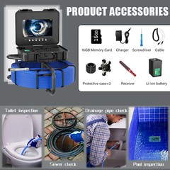 Sewer Pipe Inspection Camera w/ 512hz Locator Meter Counter Self Leveling 100m