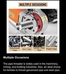 Electric Pipe Threader Portable Machine 2300W, 6 Dies 1/2-2&Prime; , 22 RPM ,Excellent