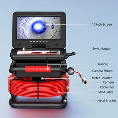 30M Pipe Inspection Camera w/ 512hz Locator Self Leveling Sewer Drain Camera 10&Prime;