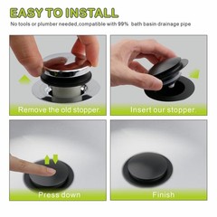 Bathtub Stopper,Tub Stopper Black,Universal Matte Black Pop Up