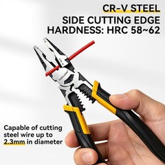 6-in-1 Combination Pliers 9-Inch Linesman CR-V Steel Wire Cutter for Electrician