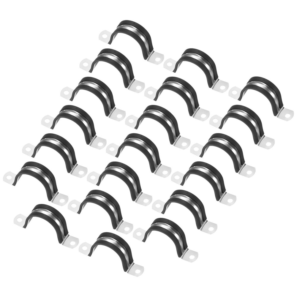 20-Pack Cable Clamps, 42 mm 304 Stainless Steel Rubber U Shape for Tube