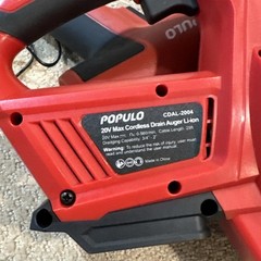 POPULO 20V Cordless Electric Drain Auger-Efficient 25Ft Auto-Feed Drain Snake