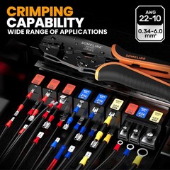 SOMELINE Wire Terminals Crimping Tool, with 45 22-10 AWG, Red, Blue, Yellow