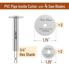 Bates- PVC Pipe Inside Cutter with 4 Saw Blades, 1/4&Prime; Hex Shank, 1-1/4&Prime; &&hellip;
