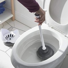 Clorox Toilet Plunger with Hideaway Holder Caddy 1-Pack, White/Grey