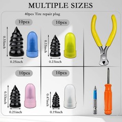 40Pcs Tire Repair Rubber Nail Kit for Car, Motorcycle, Truck