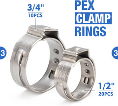 PC-PC02KIT PEX Clamp Crimping Tool Kit with 1/2 Inch and 3/4 Inch PEX