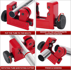 4-1 Tubing Cutter Set, Heavy Duty Pipe Cutter 1/4&Prime;-2&Prime; OD, Mini Pipe Cutter 1/8&Prime;-