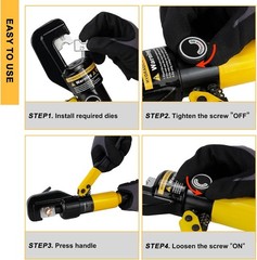 Hydraulic Crimping Tool AWG 12-2/0, Wire Cable Crimper with 9 Dies | Hydraulic B