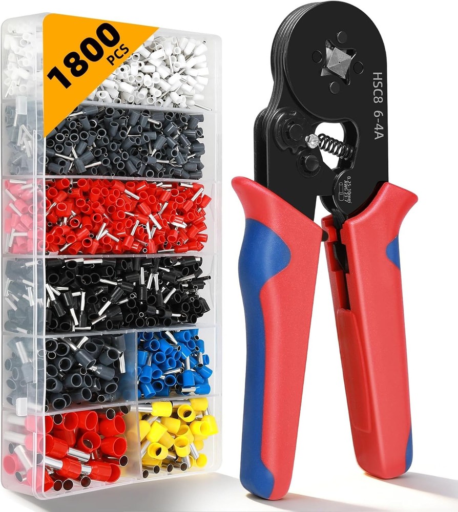 Ferrule Crimping Tool Kit &ndash; 1800PCS Wire Ferrules (AWG 23-7) with Self-Adjusting