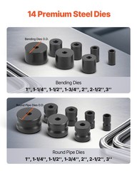 Manual Pipe Bender Max 2&Prime; O.D. Pipe Tube Bending Tool with 14 Bending Dies