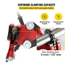 Vevor Tripod Pipe Chain Vise 1/8&Prime;-5&Prime; Capacity Folding Legs W/ Harden Teeth