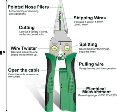 8-in-1 Wire Stripper Tool, with Non-Contact Voltage Detector & Safety Insulated