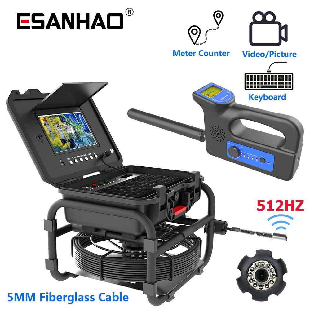 9 Inch Sewer Camera 70m/230ft Pipe Inspection Camera w/ 512hz Locator Keyboard
