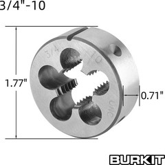Burkit 3/4&Prime;-10 UNC Tap and Die Set, 3/4 x 10 UNC Machine Thread Tap and Round&hellip;
