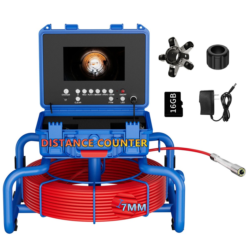 9&Prime; Sewer Camera 100m/328ft Pipe Inspection Camera w/ 512hz Sonde Self Leveling