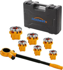 Ratchet Pipe Threader Kit W/ 6 NPT Dies (1/4&Prime;, 3/8&Prime;, 1/2&Prime;, 3/4&Prime;, 1&Prime;, 1-1/4&Prime;), He