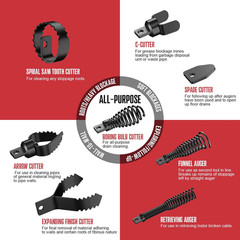 8-Piece Drain Snake Drill Attachment &ndash; Tackle Any Clog with Precision,Commonly U