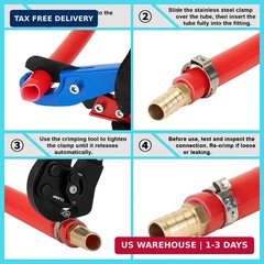 PEX Crimping Tool Kit, 2 in 1 Ratchet Pex Clamp Tool with Cinch & Removal Functi