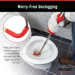 Model K-3 Toilet Auger with Unclogging 3-Foot Snake and Bulb Head